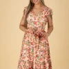 Cheap Vixen Rainbow Floral Flare Jurk In Licht Roze