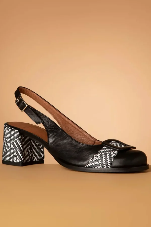 Flash Sale Nemonic Rebeca Lederen Slingback Pumps In Zwart