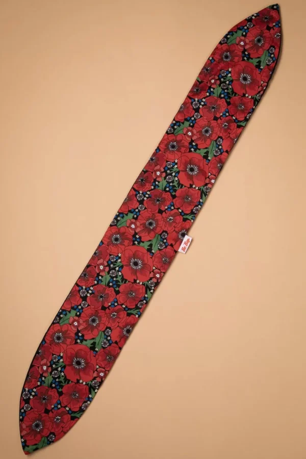 Store Be Bop a Hairbands Retro Poppies Haarsjaal In Zwart En Rood