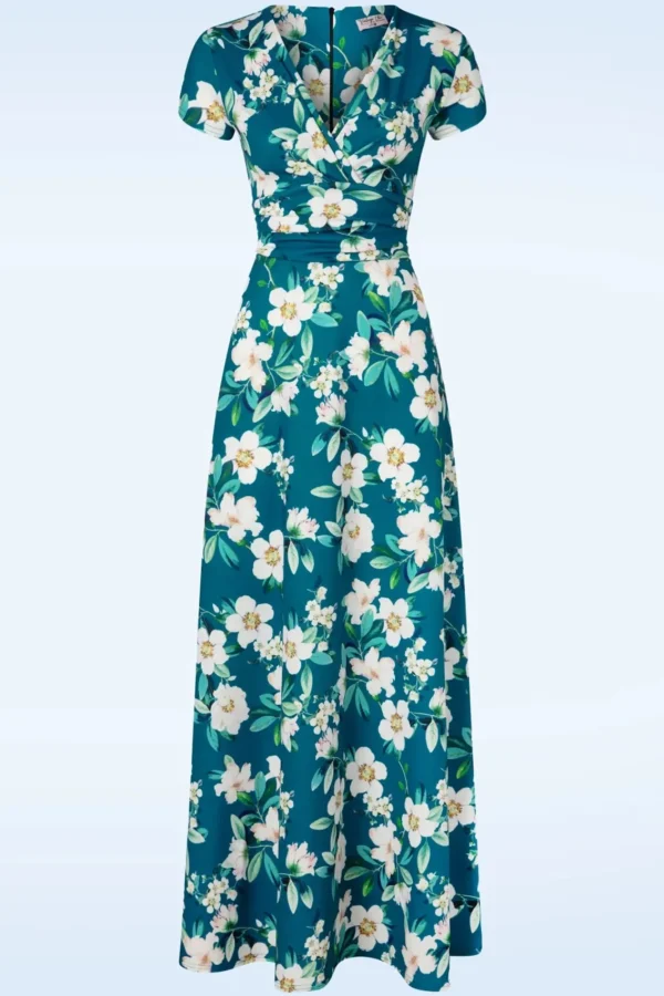 Discount Vintage Chic for Topvintage Rinda Bloemen Maxi Jurk In Blauw