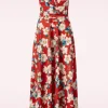 Shop Vintage Chic for Topvintage Rinda Bloemen Maxi Jurk In Warm Rood