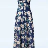 Discount Vintage Chic for Topvintage Rinda Floral Maxi Jurk In Marineblauw