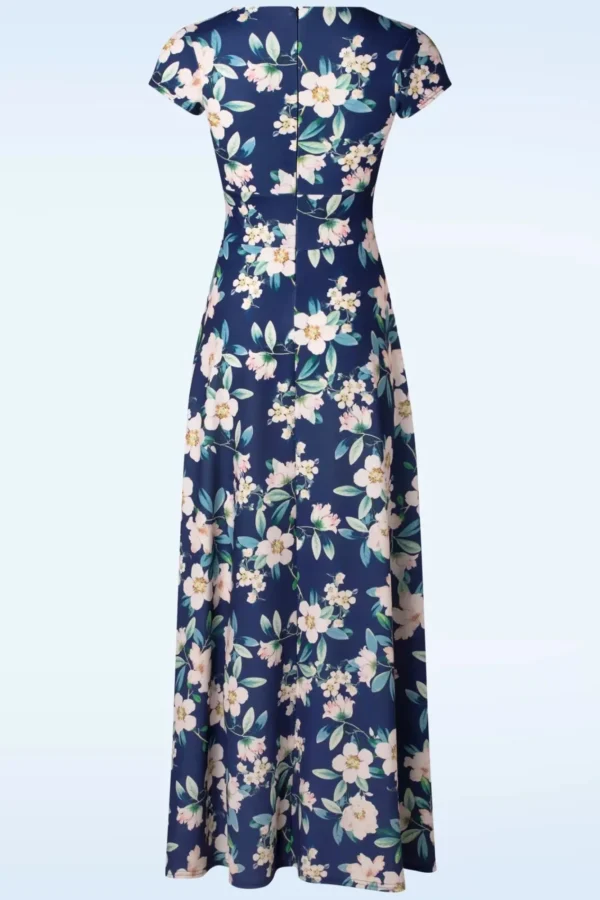 Discount Vintage Chic for Topvintage Rinda Floral Maxi Jurk In Marineblauw