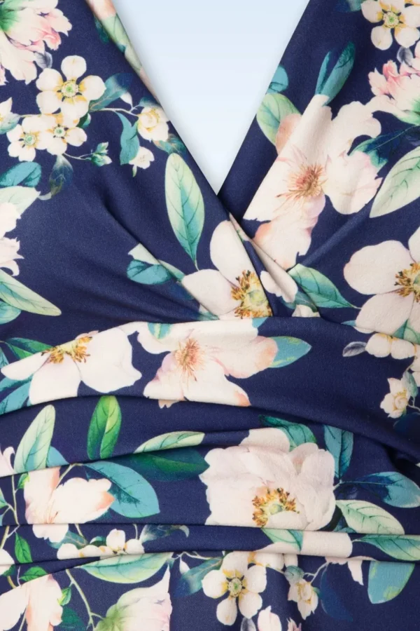 Discount Vintage Chic for Topvintage Rinda Floral Maxi Jurk In Marineblauw