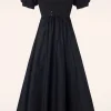 Cheap Timeless River Embroidery Swing Jurk In Zwart