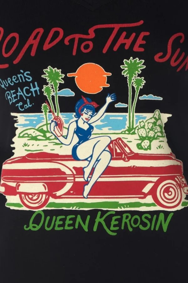 Flash Sale Queen Kerosin Road To The Sun T-Shirt In Zwart