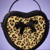 Outlet Banned Retro Rockabilly Heart Handtas In Zwart En Leopard