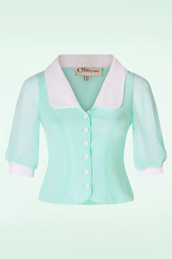 Best Miss Candyfloss Sacha Mai Sheer Organza Blouse In Mint