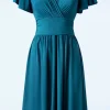 Best Sale Vintage Chic for Topvintage Sadie Slinky Swing Jurk In Teal