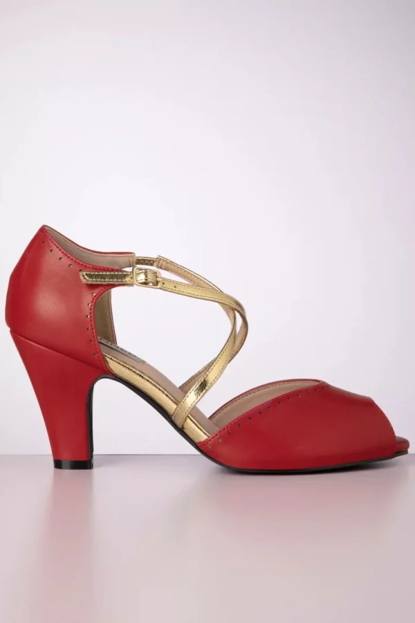 Shop Banned Retro Sassy Dance Peeptoe Pumps In Rood