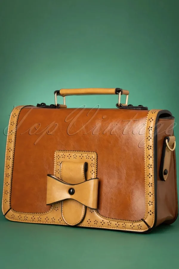 Discount Banned Retro Scandal Office Handtas In Camel En Cognac