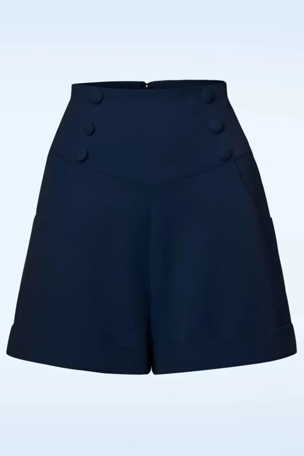 Online Banned Retro Schattig Als Een Knoopshort In Marineblauw