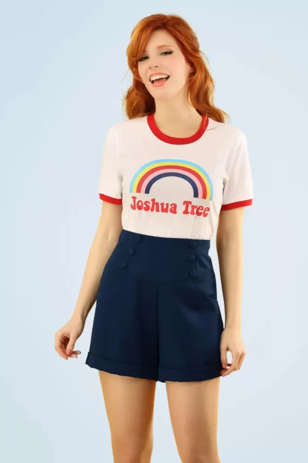 Online Banned Retro Schattig Als Een Knoopshort In Marineblauw