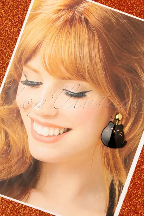 Shop Glitz-o-Matic Schattige Kitty Oorbellen In Zwart En Goud