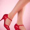 New Banned Retro Secret Love-Sandalen In Lippenstiftrood