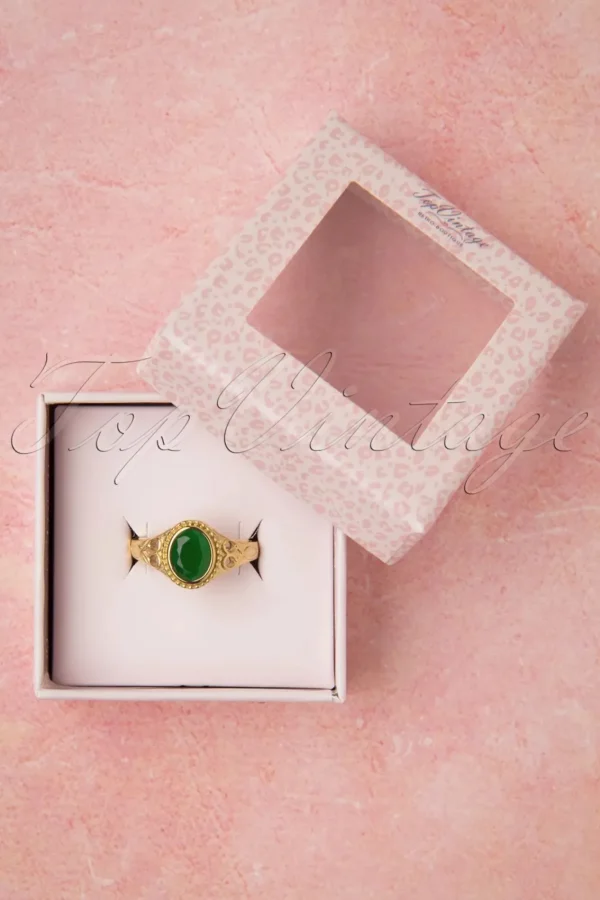 Online Topvintage Boutique Collection Selflove Ring In Goud En Groen