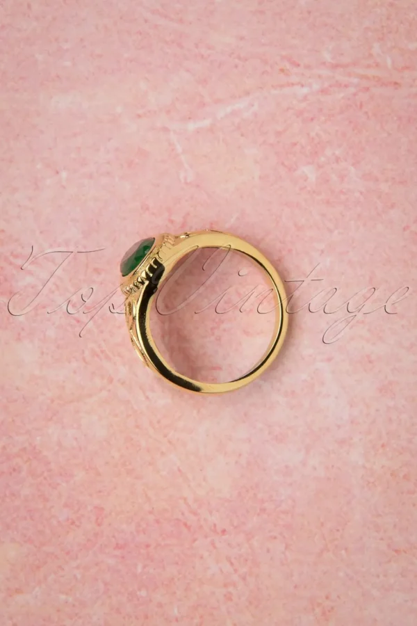 Online Topvintage Boutique Collection Selflove Ring In Goud En Groen