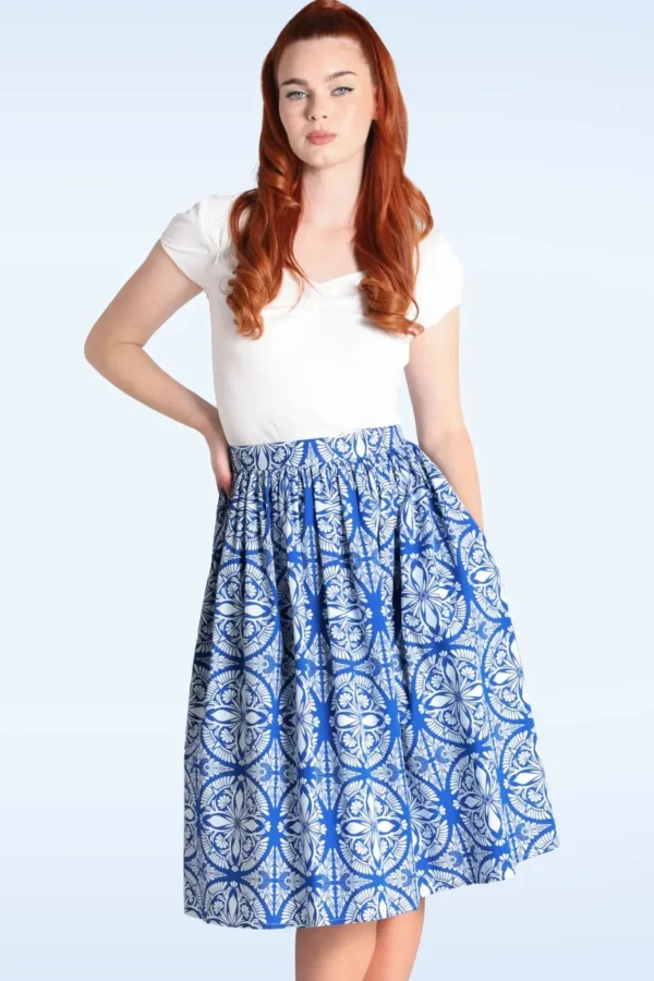 Clearance Bunny Sicily Swing Rok In Blauw En Wit