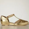 Fashion Charlie Stone Singapore T-Strap Ballerina Flats In Goud