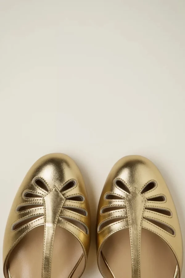 Fashion Charlie Stone Singapore T-Strap Ballerina Flats In Goud