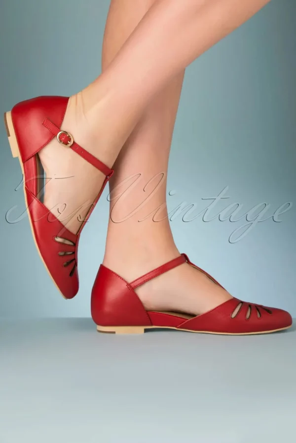 Best Sale Charlie Stone Singapore T-Strap Ballerina's Flats In Rood