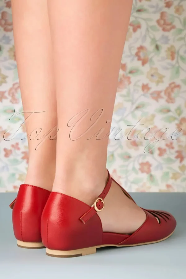 Best Sale Charlie Stone Singapore T-Strap Ballerina's Flats In Rood