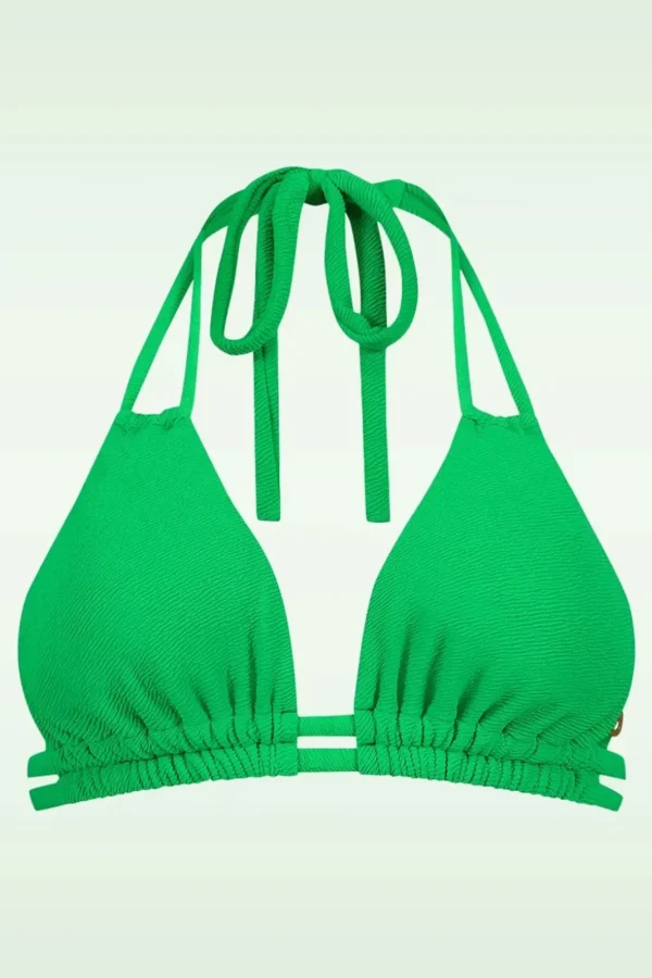 Flash Sale TC Beach Slide Triangle Bikini Top In Bright Green Relief