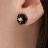 Discount Lovely Small Jet Flower Stud Oorbellen In Zwart