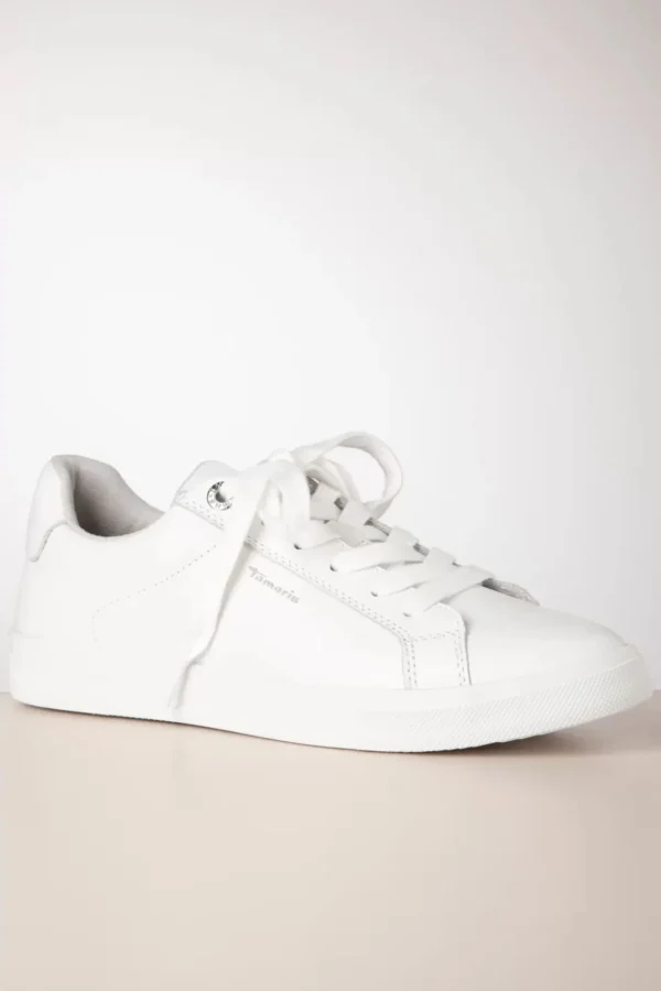 Store Tamaris Steffi Lederen Sneakers In Wit