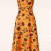 Cheap Vixen Sunflower Print Midi Jurk In Oranje