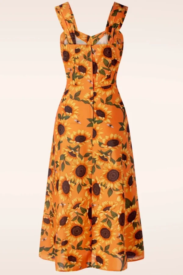 Cheap Vixen Sunflower Print Midi Jurk In Oranje