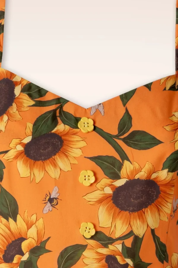 Cheap Vixen Sunflower Print Midi Jurk In Oranje
