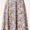 Cheap Banned Retro Sweet Floral Swing Rok In Creme