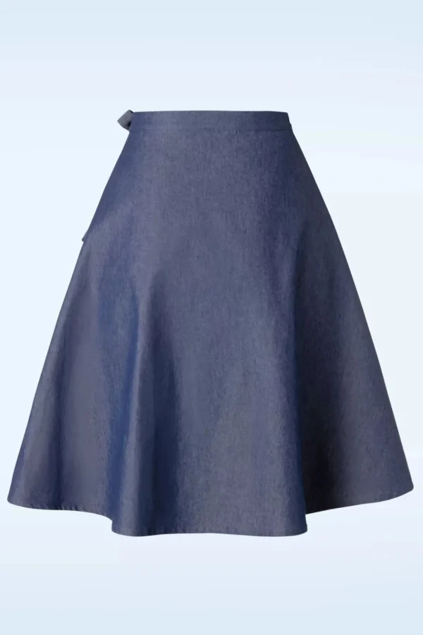 Fashion Banned Retro Sweet Sail Wrap Swingrok In Denimblauw