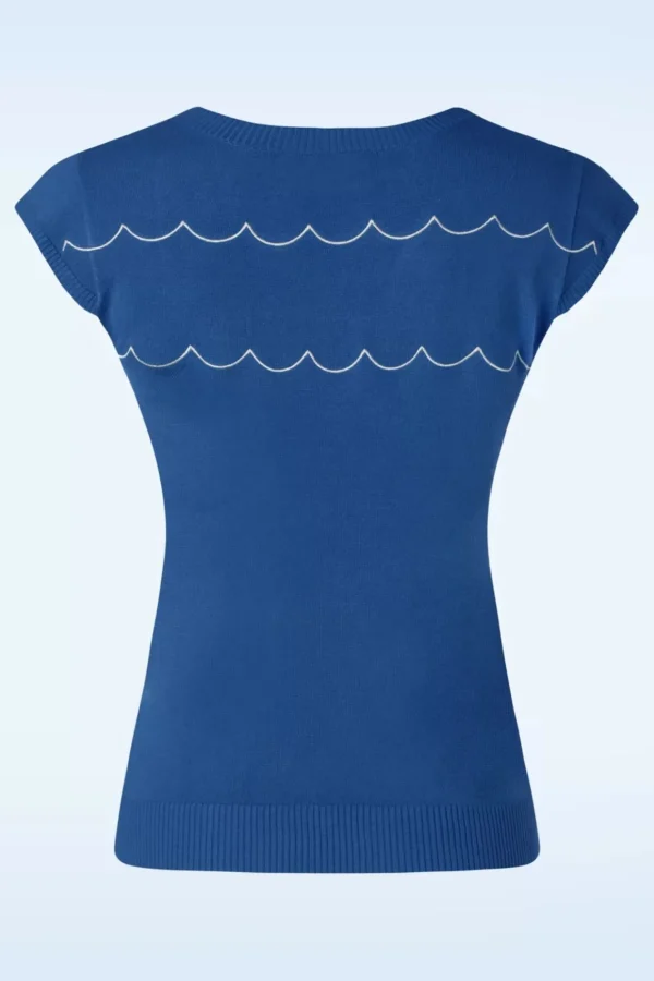 New Vixen Swimming Fish Short Sleeve Trui In Blauw