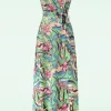 New Vintage Chic for Topvintage Swirly Maxi Jurk In Groen En Roze