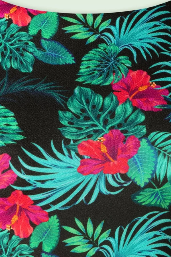 Outlet Vintage Chic for Topvintage Tanya Tropical Pencil Jurk In Zwart