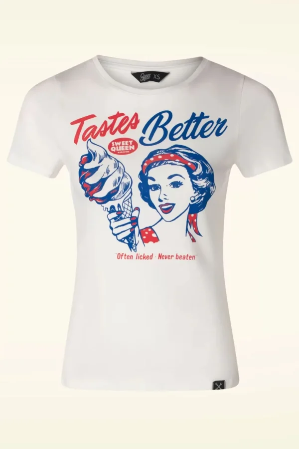 Outlet Queen Kerosin Tastes Better T-Shirt In Gebroken Wit