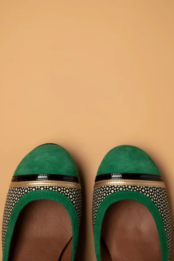 Hot Nemonic Tessy Suede Mary Jane Pumps In Groen En Zwart