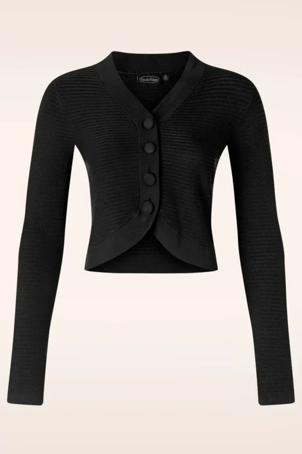 Cheap Vixen Textured Knit Crop Cardigan In Zwart