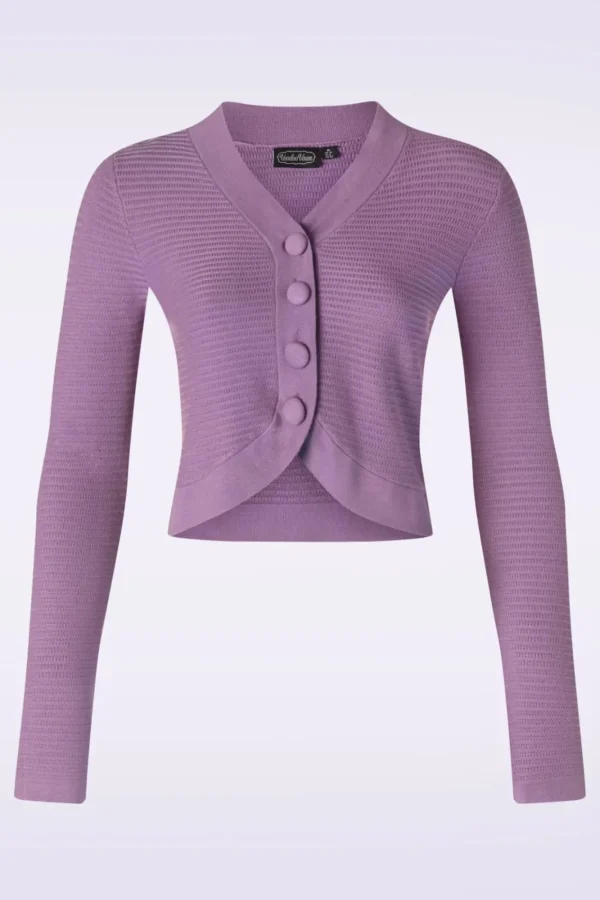 Best Vixen Textured Knit Crop Cardigan In Lila