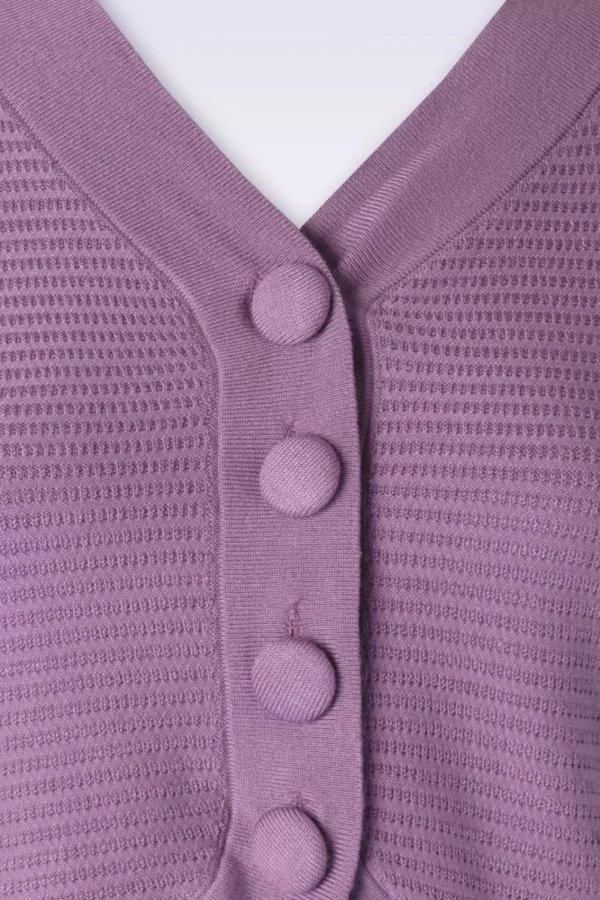 Best Vixen Textured Knit Crop Cardigan In Lila