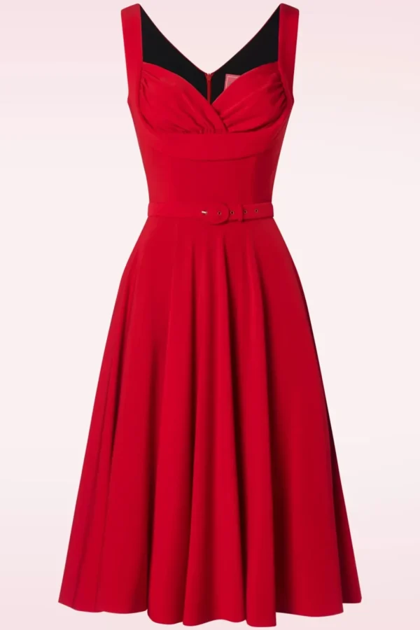 New Glamour Bunny The Gina Lee Swing Jurk In Scarlet Rood
