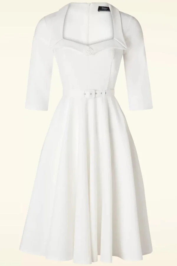 Store Vintage Diva The Jayne Swing Jurk In Gebroken Wit