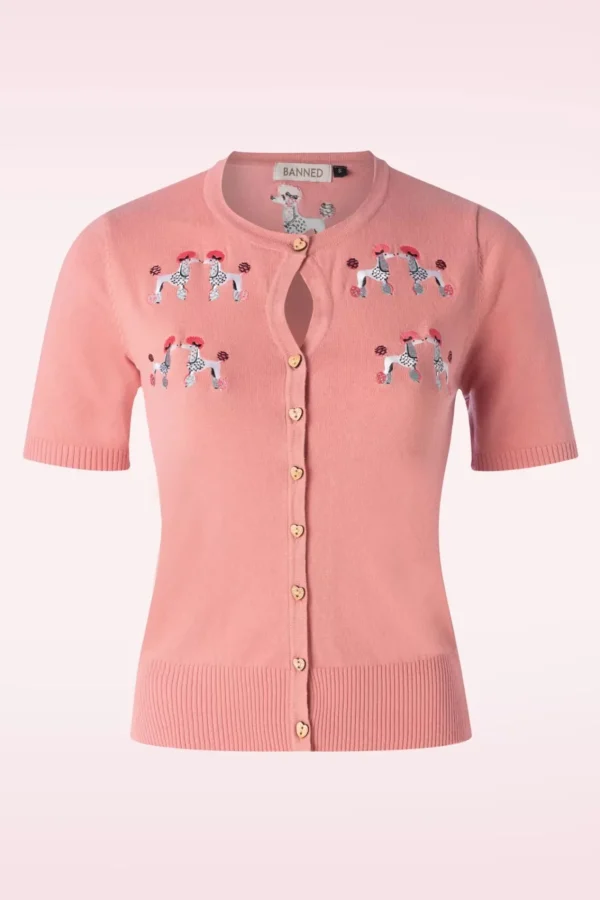Sale Banned Retro The Kissing Poodles Cardigan In Roze