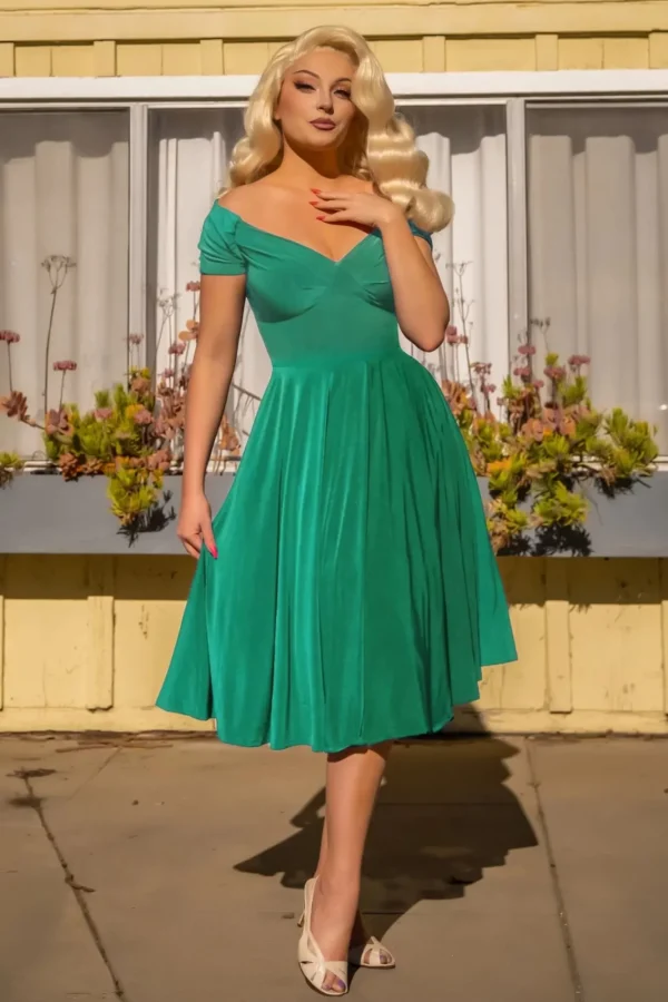 Shop Glamour Bunny The Marilyn Swing Jurk In Seafoam Groen