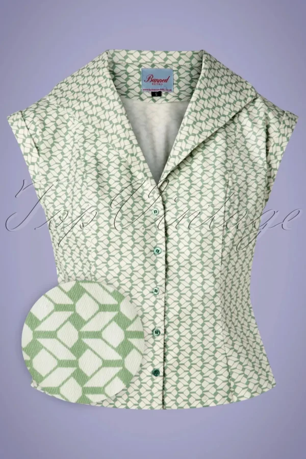 Online Banned Retro Tina Tile Blouse In Mintgroen