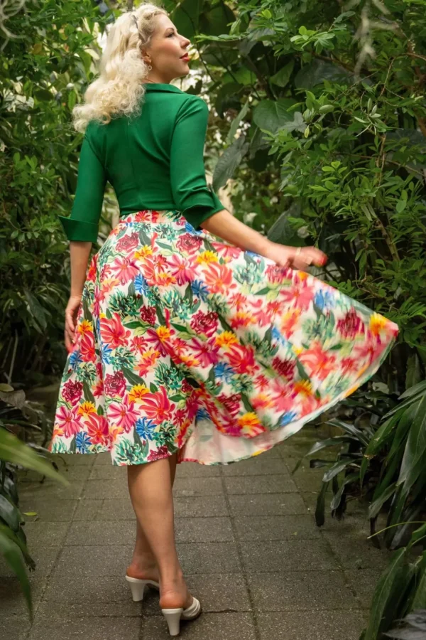 Online Topvintage Boutique Collection Topvintage Exclusief ~ Adriana Flower Swing Rok In Multi