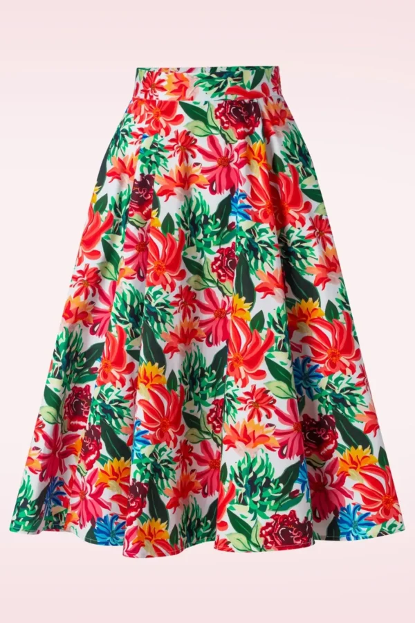 Online Topvintage Boutique Collection Topvintage Exclusief ~ Adriana Flower Swing Rok In Multi