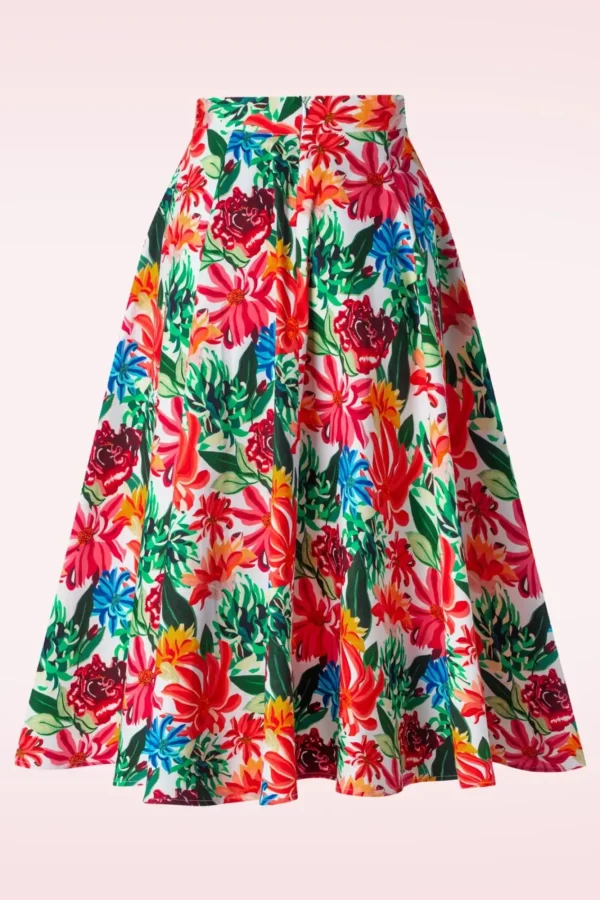 Online Topvintage Boutique Collection Topvintage Exclusief ~ Adriana Flower Swing Rok In Multi